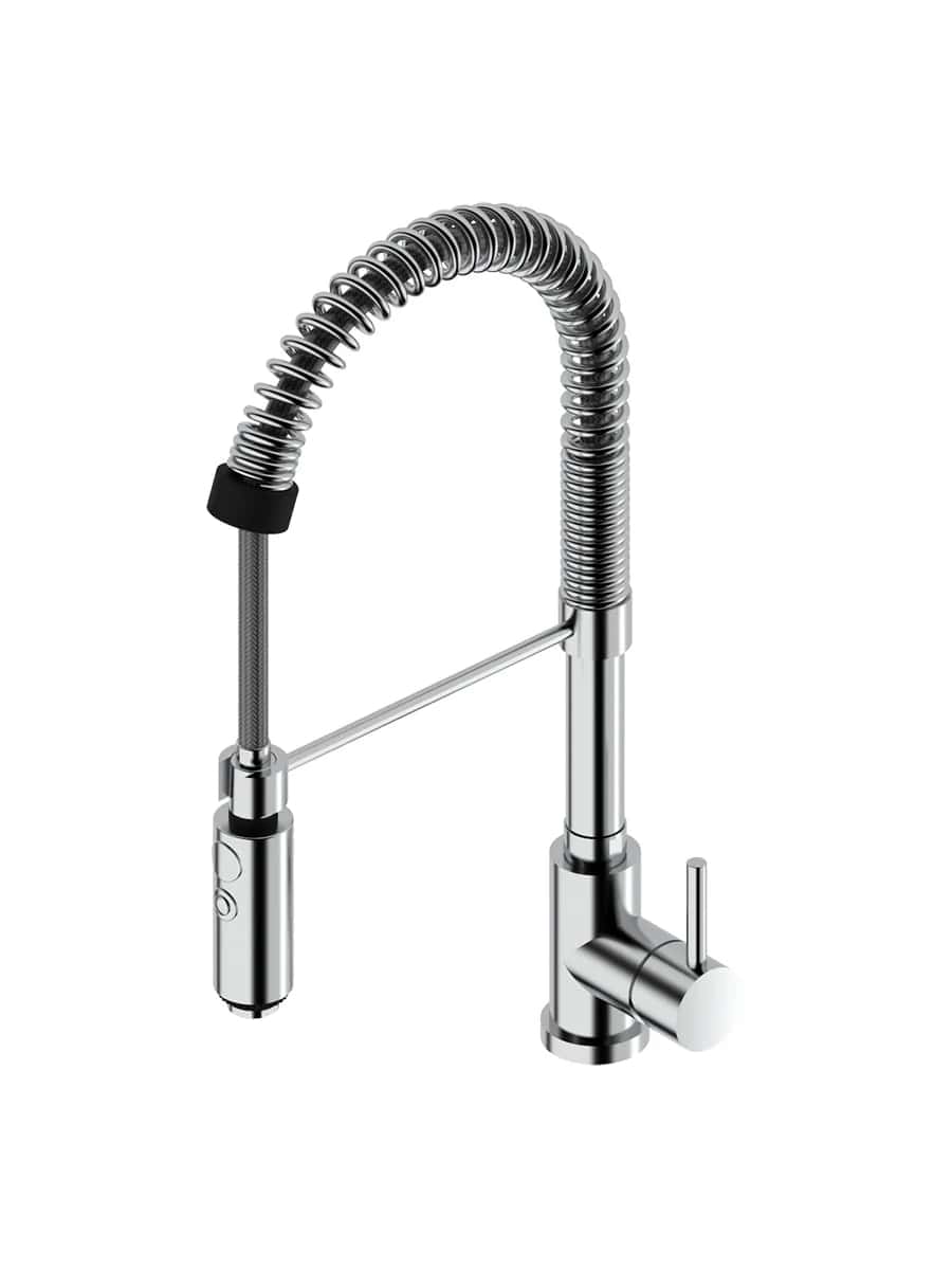 Смеситель для кухонной мойки Quadro design Kitchen Brass 232/2 CR с пружиной и двухструйным душем цена от 68 634 ₽ Фото Смеситель для кухонной мойки Quadro design Kitchen Brass 232/2 CR с пружиной и двухструйным душем