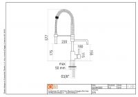 Смеситель для кухонной мойки Quadro design Kitchen Brass 270 CR с пружиной и двухструйным душем схема 2 Смеситель для кухонной мойки Quadro design Kitchen Brass 270 CR с пружиной и двухструйным душем схема 2