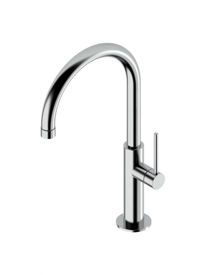 Кухонный смеситель Quadro design Kitchen Brass 322 CR с поворотным изливом