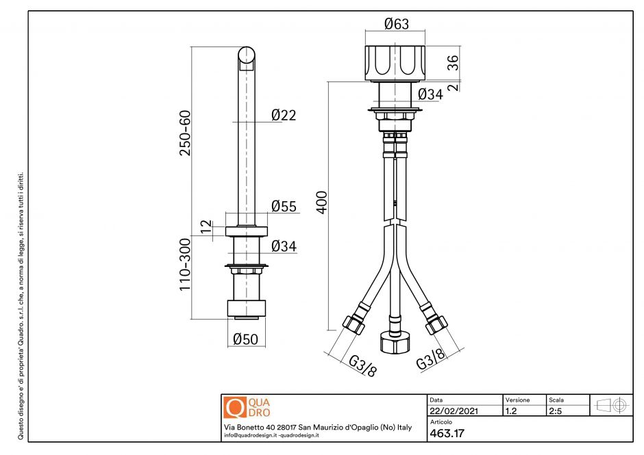 Смеситель для кухонной мойки Quadro design Kitchen Inox 463.17.420 выдвижной излив ФОТО