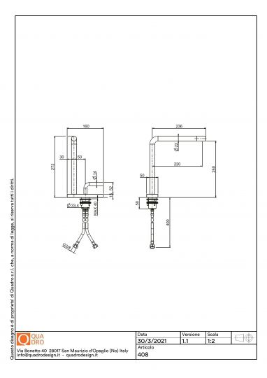 Кухонный смеситель Quadro design Kitchen Inox 408 с поворотным изливом схема 4