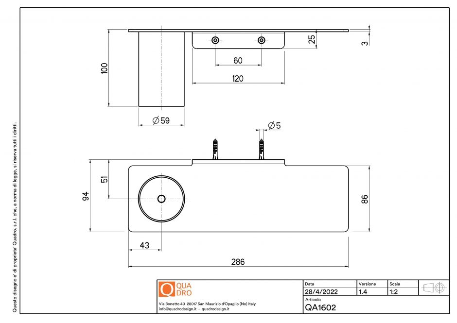 Полка со стаканом Quadro design Eccetera QA1602 ФОТО