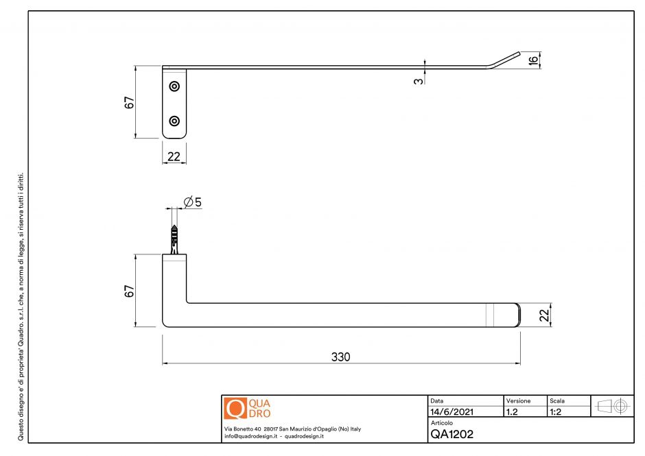 Полотенцедержатель Quadro design Eccetera QA1202 ФОТО