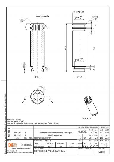 Удлинитель Quadro design Spares PR063V для встроенного смесителя IN010 схема 2 Удлинитель Quadro design Spares PR063V для встроенного смесителя IN010 схема 2