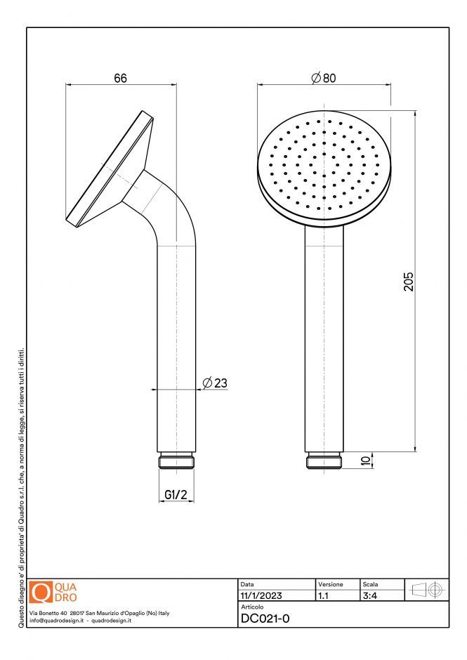 Ручная душевая лейка Quadro design Shower DC021.0 ФОТО