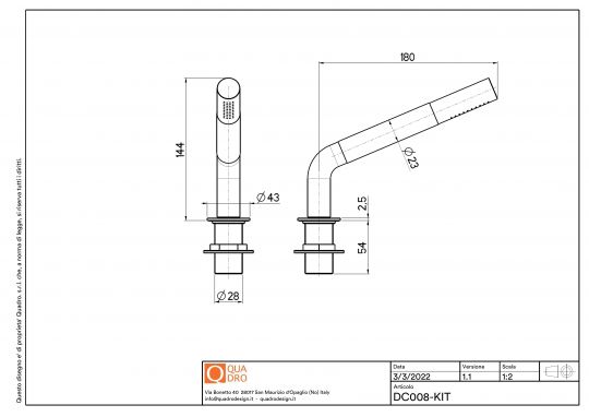Душевая лейка для смесителя на борт ванны Quadro design Shower DC008KIT схема 4