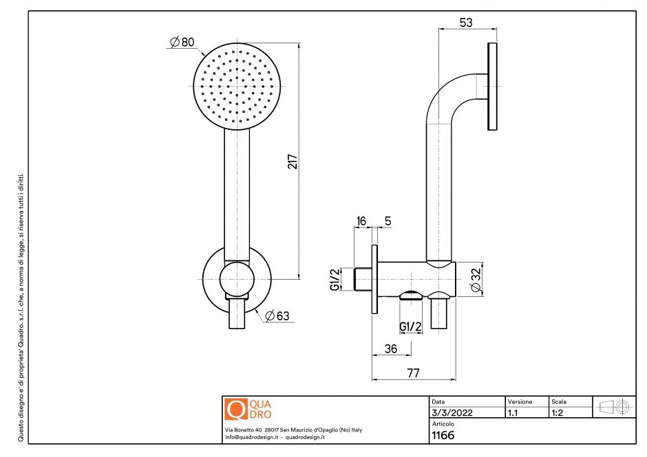 Душевой гарнитур Quadro design Shower 11 66 настенный ФОТО