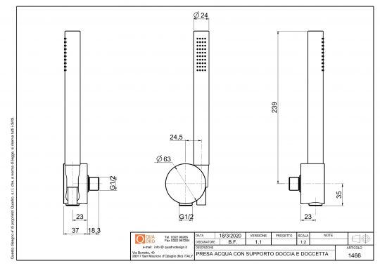 Ручной душ со шлангом Quadro design Shower 14 66 схема 6 Ручной душ со шлангом Quadro design Shower 14 66 схема 6
