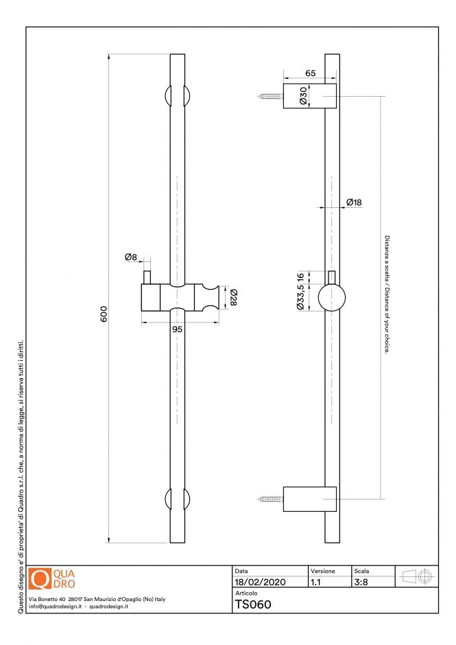 Штанга для душа Quadro design Shower TS60.00 ФОТО