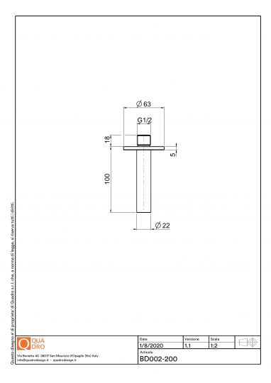 Потолочный держатель для душа Quadro design Shower BD002_100 схема 2