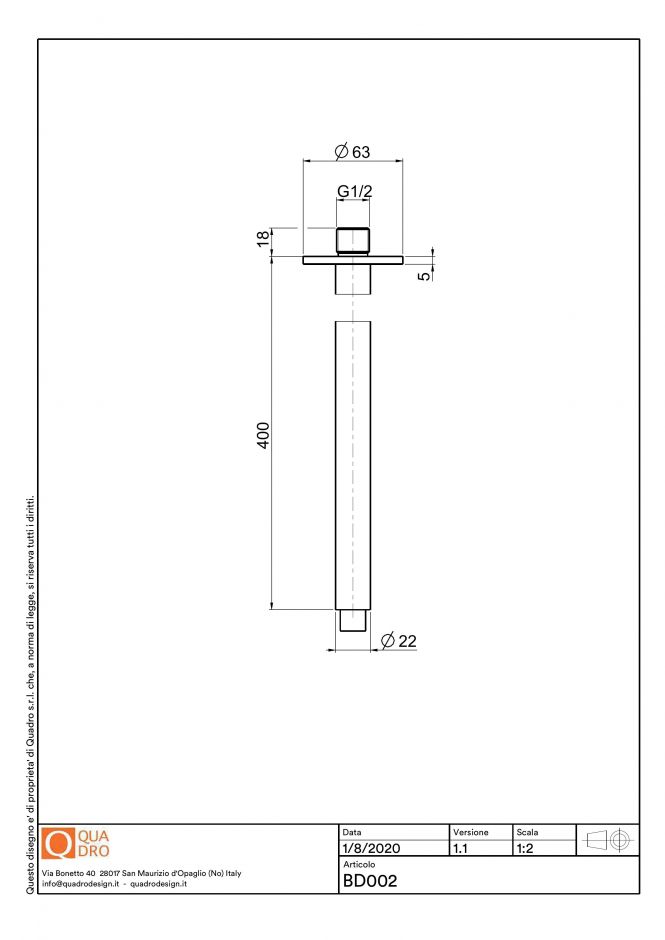 Потолочный держатель для душа Quadro design Shower BD002 ФОТО