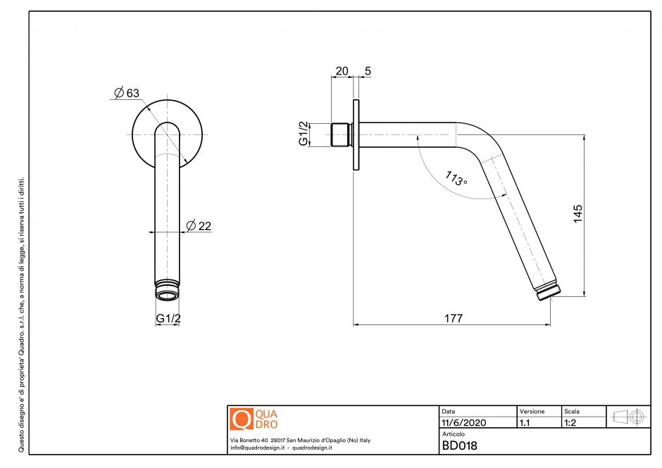 Настенный держатель для душа Quadro design Shower BD018 ФОТО