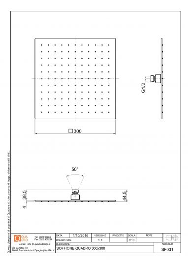 Верхний душ Quadro design Shower SF031 AS схема 2