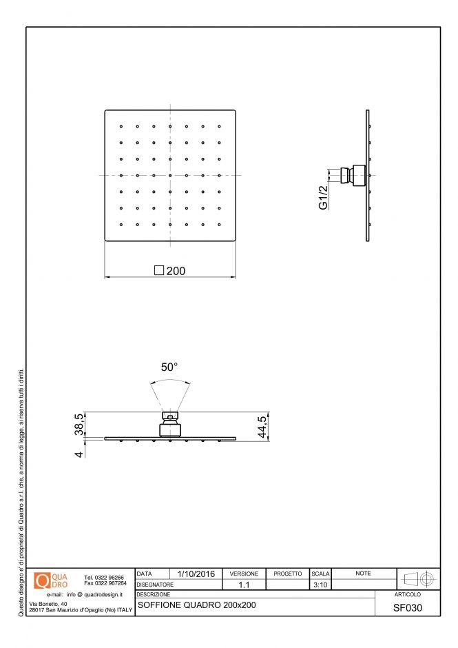 Верхний душ Quadro design Shower SF030 AS ФОТО