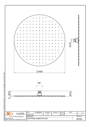 Верхний душ Quadro design Shower SF029 AS схема 2