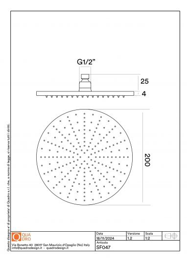 Верхний душ Quadro design Shower SF047 AS круглая лейка схема 3 Верхний душ Quadro design Shower SF047 AS круглая лейка схема 3