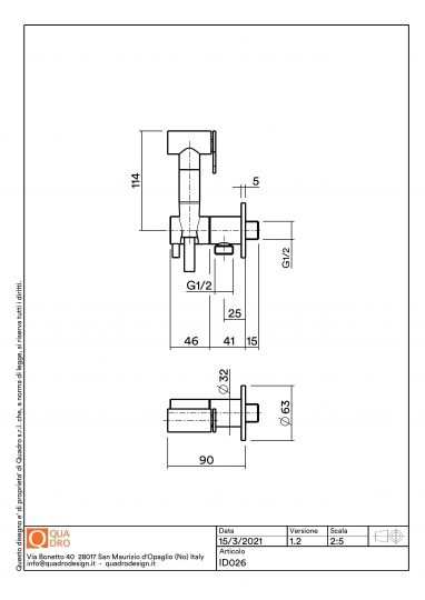 Гигиенический душ Quadro design Complements ID026 схема 2