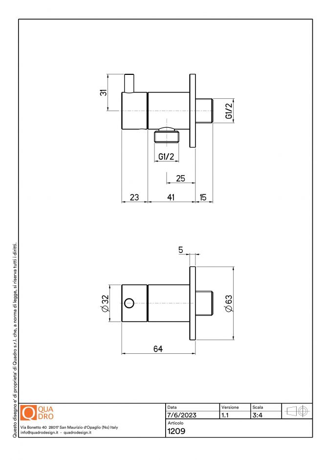 Вентиль с шланговым подключением Quadro design Complements 1209 AS ФОТО