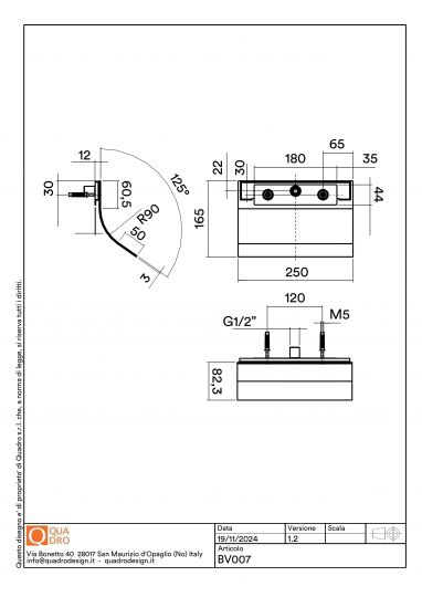 Излив настенный Quadro design Complements BV007 AS схема 3