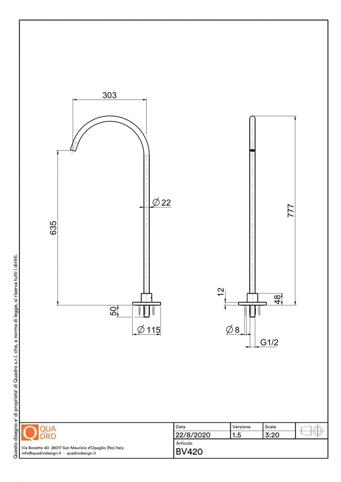 Напольный излив для ванны Quadro design Complements BV420 AS ФОТО