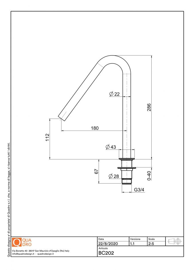 Излив поворотный Quadro design Complements BC202 ФОТО
