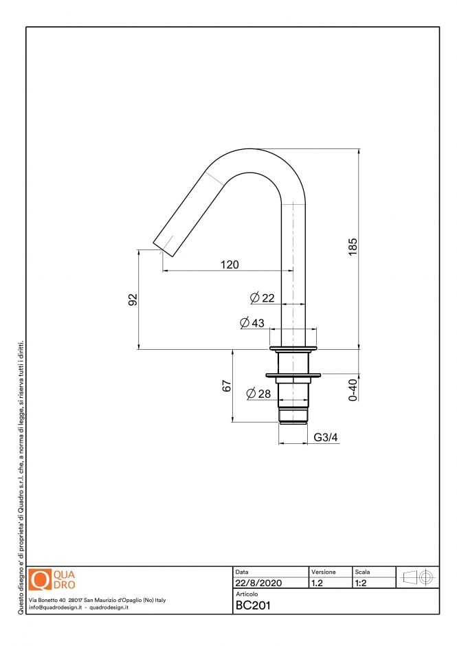 Излив настольного смесителя Quadro design Complements BC201 ФОТО