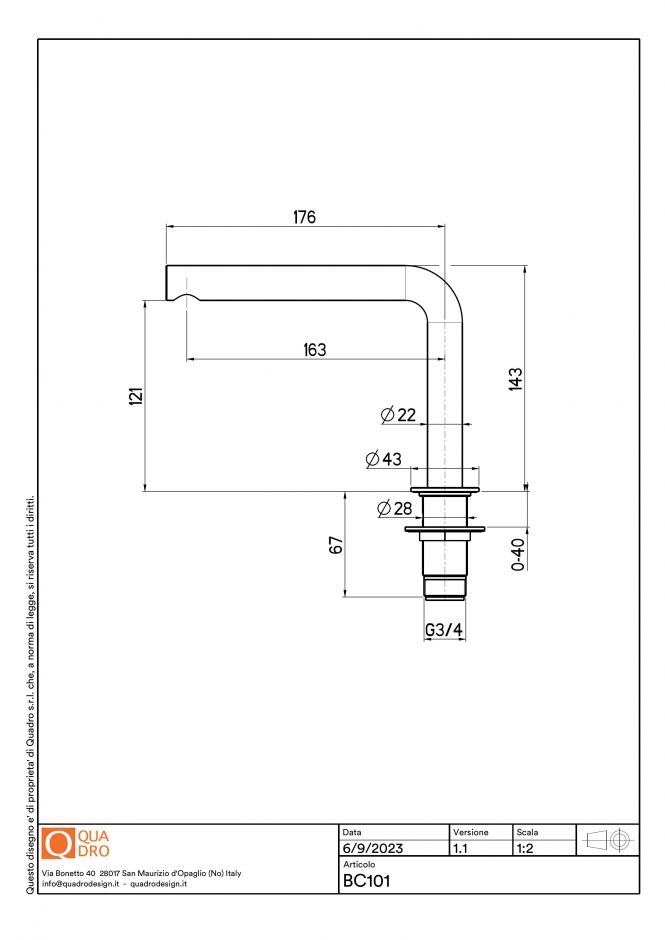 Излив настольного смесителя Quadro design Complements BC101 ФОТО