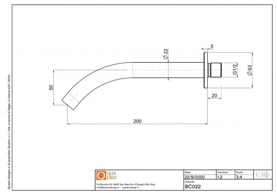 Излив встраиваемого смесителя Quadro design Complements BC022 схема 2