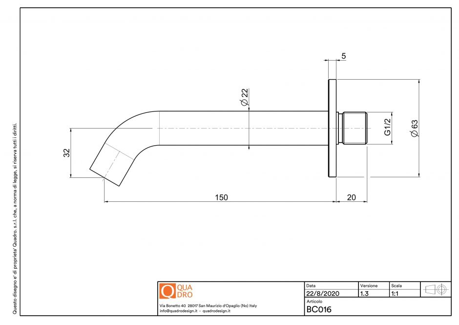 Излив встраиваемого смесителя Quadro design Complements BC016 ФОТО