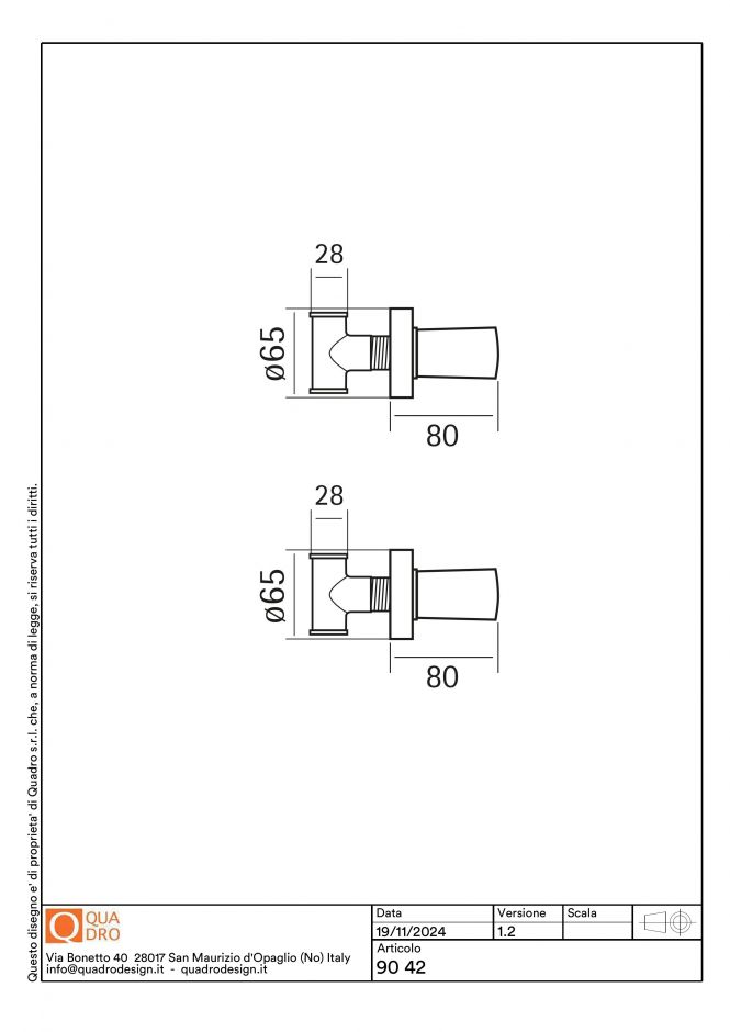 Вентили встраиваемого смесителя Quadro design Ono 90 42 AS ФОТО