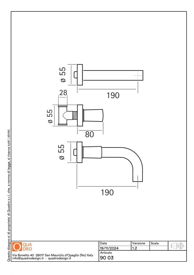 Смеситель для раковины Quadro design Ono 90 03 AS на два отверстия ФОТО