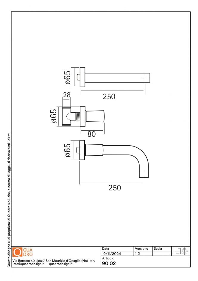 Смеситель для раковины Quadro design Ono 90 02 AS встраиваемый ФОТО