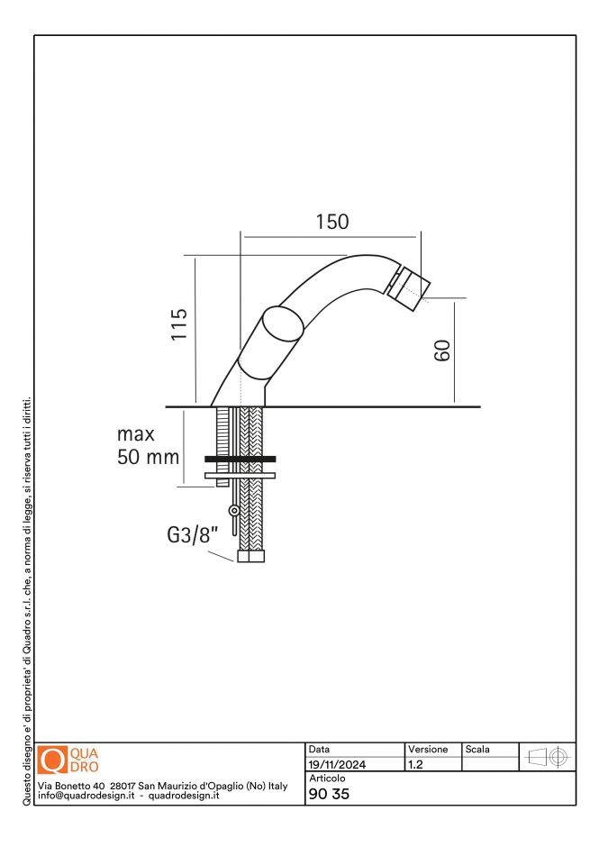 Смеситель для биде Quadro design Ono 90 35 AS ФОТО