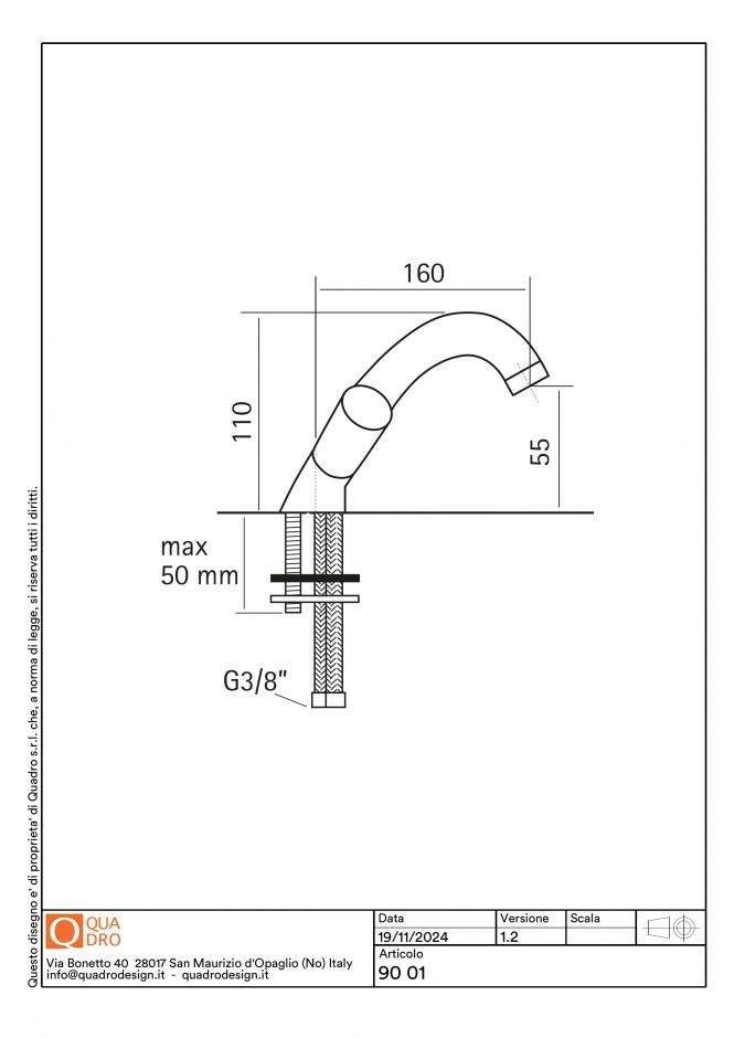 Смеситель для раковины Quadro design Ono 90 01 AS ФОТО