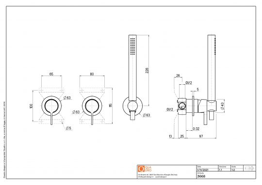 Смеситель для душа Quadro design Volcano 36 68.00 AS на 1 потребителя схема 2