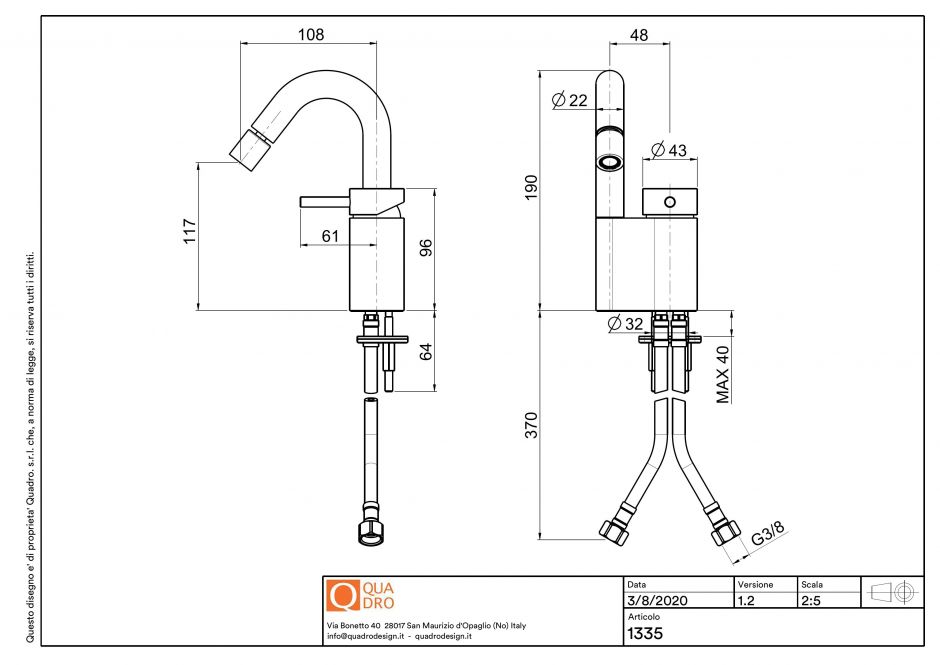 Смеситель для биде Quadro design Ottavo 13 35 AS ФОТО