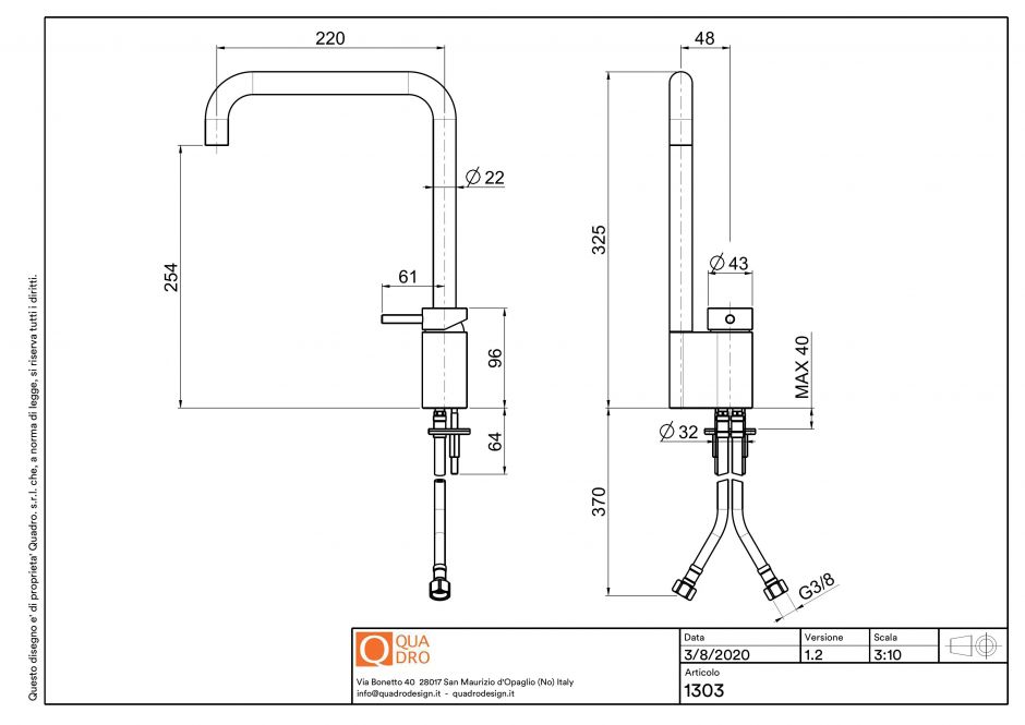 Смеситель для раковины Quadro design Ottavo 13 03 AS высокий ФОТО