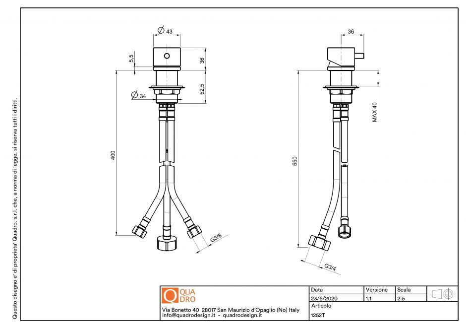 Рычаг смесителя встраиваемого в столешницу Quadro design Source 12 52T ФОТО