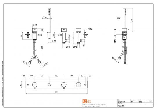 Смеситель на борт ванны Quadro design Source 12 97R без излива схема 2 Смеситель на борт ванны Quadro design Source 12 97R без излива схема 2