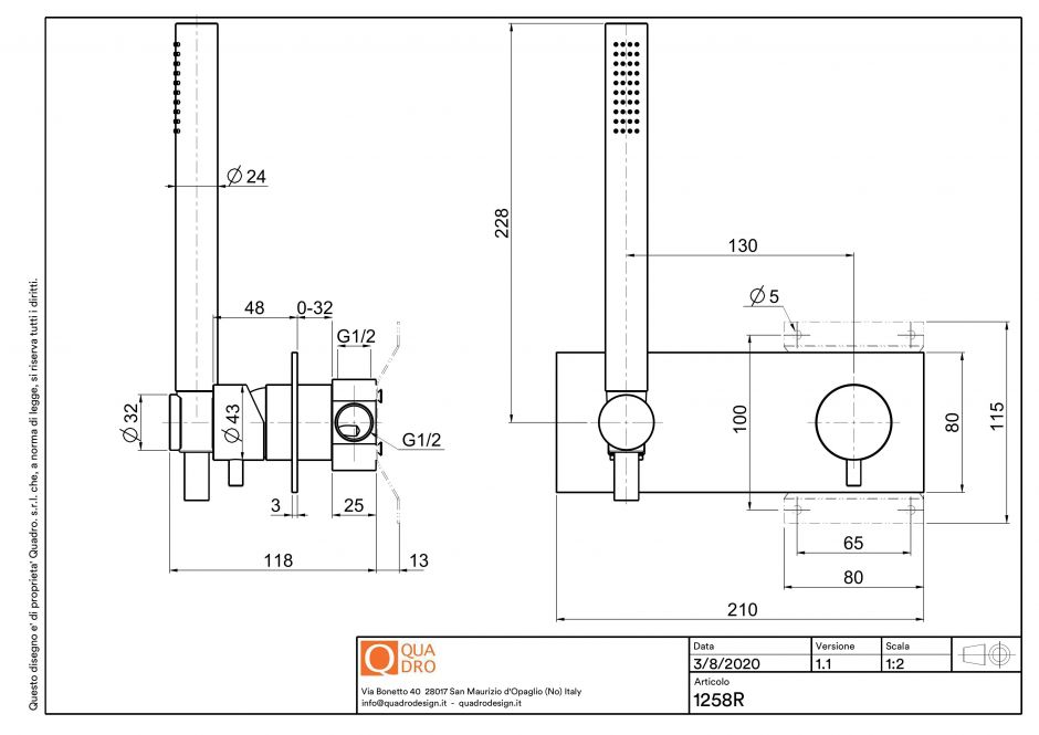 Смеситель для душа Quadro design Source 12 58R.00 AS встраиваемый ФОТО
