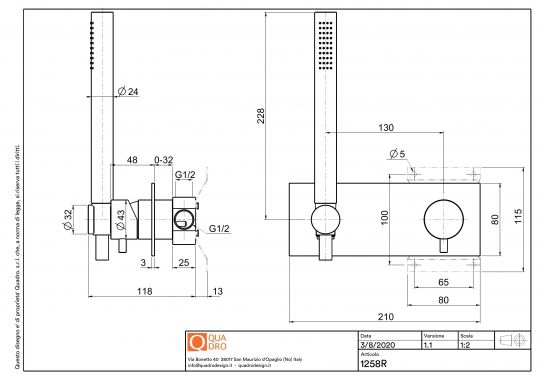 Смеситель для душа Quadro design Source 12 58R.00 AS встраиваемый схема 2