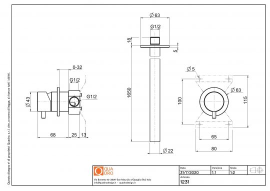 Смеситель Quadro design Source 12 31.00 с потолочным изливом схема 3