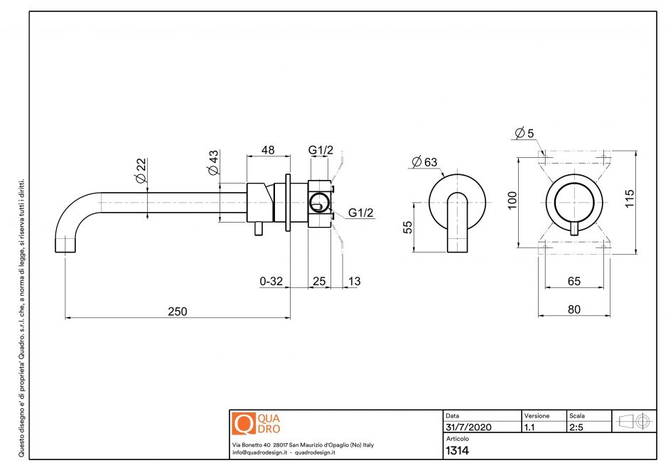 Смеситель для раковины Quadro design Source 13 14.00 два отверстия ФОТО