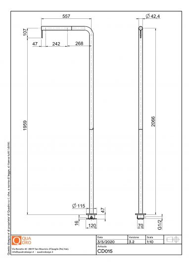 Душевая стойка Quadro design Levo CD015/1 AS напольная без смесителя схема 3