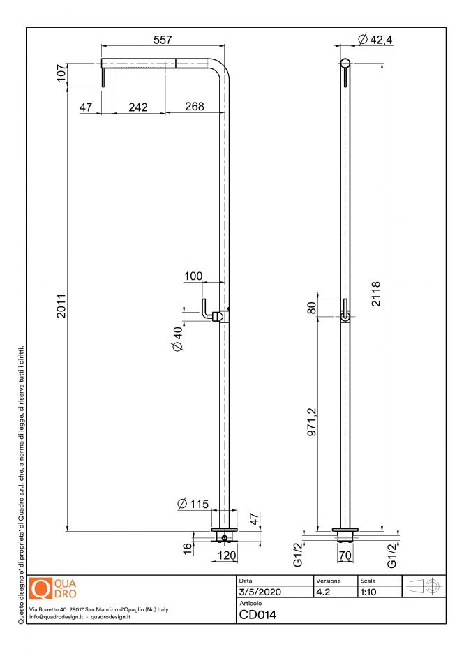 Душевая стойка Quadro design Levo CD014/1 AS напольная ФОТО