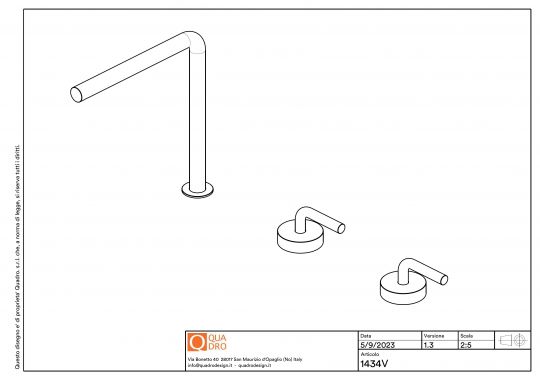 Смеситель для раковины Quadro design Levo 14 34V AS встраиваемый высокий схема 2