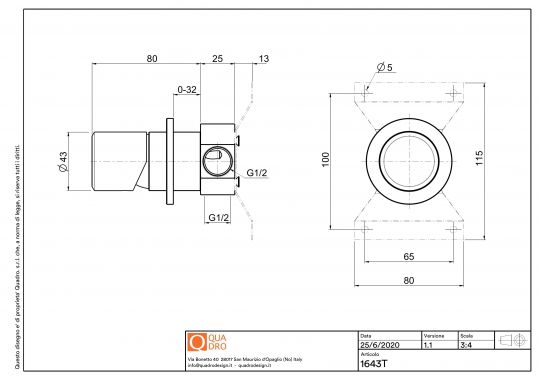 Рычаг встраиваемого в стену смесителя Quadro design Stereo 16 43T.00 AS схема 3 Рычаг встраиваемого в стену смесителя Quadro design Stereo 16 43T.00 AS схема 3