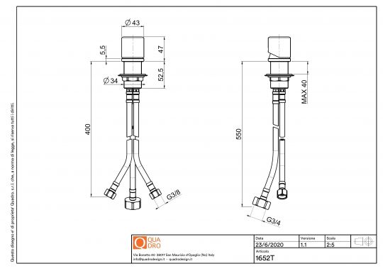 Рычаг смесителя встраиваемого в стену Quadro design Stereo 16 52T схема 2