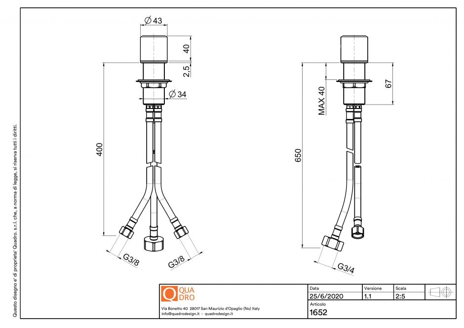 Рычаг встраиваемого смесителя Quadro design Stereo 16 52 ФОТО