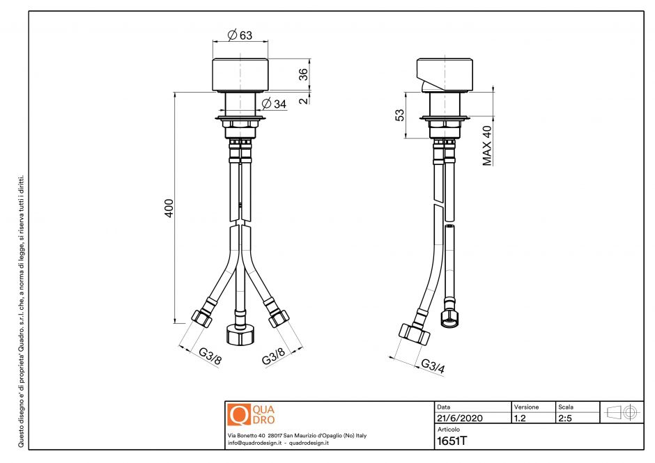 Рычаг смесителя встраиваемого в стену Quadro design Stereo 16 51T ФОТО